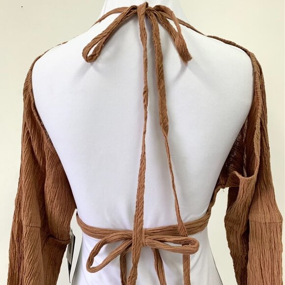 Savannah Marrow Sunnie Brown 100% Organic Cotton Handwoven Crop Top Size XS - Picture 12 of 15